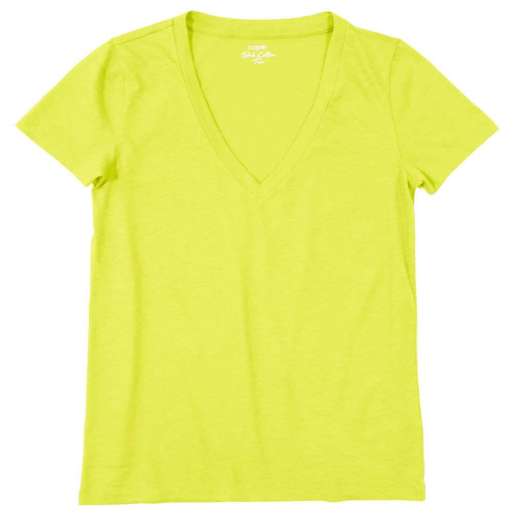 J.Crew Mercantile Women's Short Sleeve Vintage-Cotton V-Neck Tee (XS, Neon Citrine)