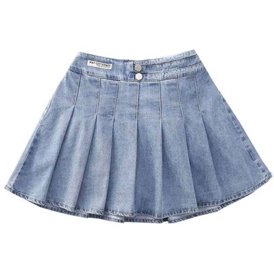 Milokado 3-12 Years Skirts for Teen Girls Kids Blue Elastic High Waist A Line Pleated Denim Skirt(Blue, 5-6 Years)