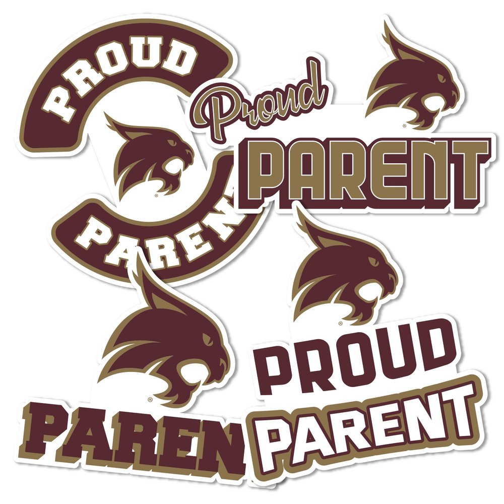 Desert Cactus Texas State University Sticker TXSt Bobcats Vinyl Decal Laptop Water Bottle Car Scrapbook (Proud Parent Sheet)