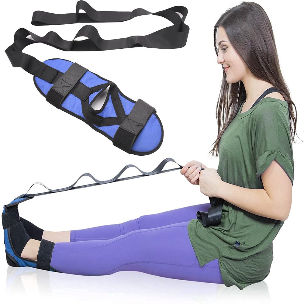 Foot Stretcher and Massage Ball Bundle - for Plantar Fasciitis, Achilles Tendinitis, Hamstring, Calf, Quad Pain Relief (Blue)