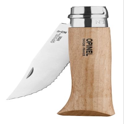 Opinel No.12 Serrated Blade Folding Knife and Kitchen Tool - Outdoor Camp Kitchen Folding Knife