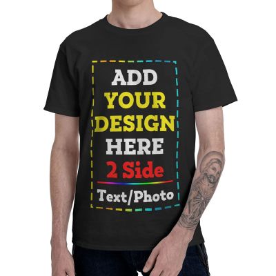 2 Side Add Your Own Design/Text/Photo Custom Personalized Men&Women T-Shirt Tee Black