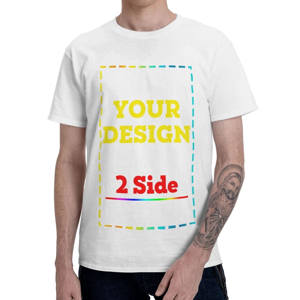 2 Side Add Your Own Design/Text/Photo Custom Personalized Men&Women T-Shirt Tee White