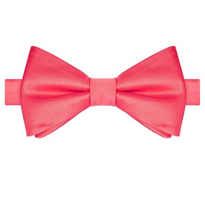 KissTies Pre-Tied Bow Tie Coral Classic Solid Satin Tuxedo Bowties Watermelon Color
