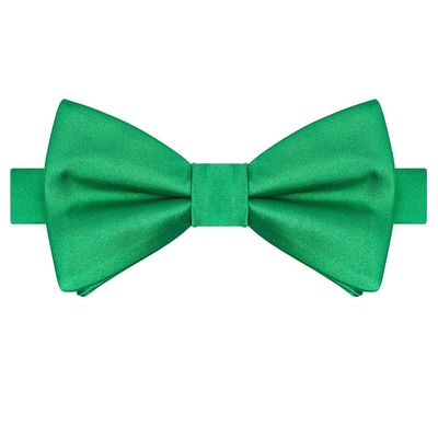 KissTies Pre-Tied Green Bow Tie Classic Solid Satin Tuxedo Bowties