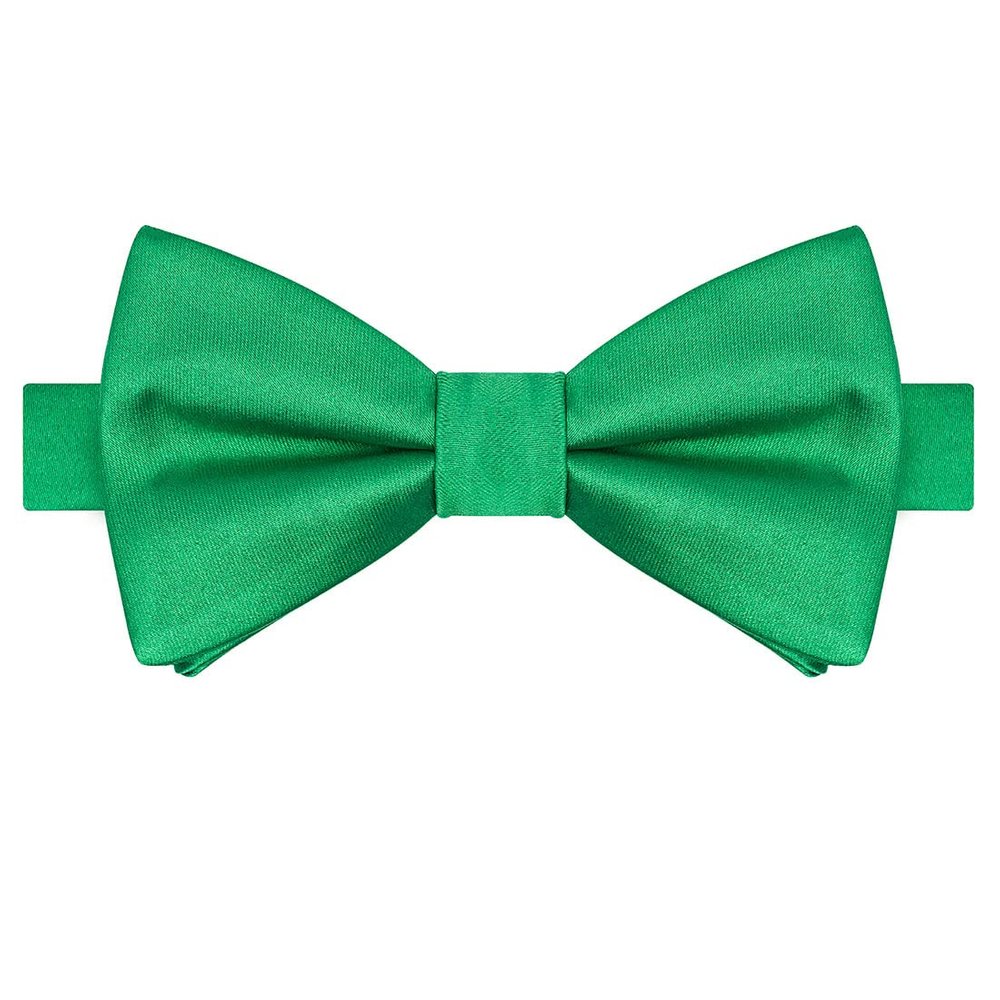 KissTies Pre-Tied Green Bow Tie Classic Solid Satin Tuxedo Bowties