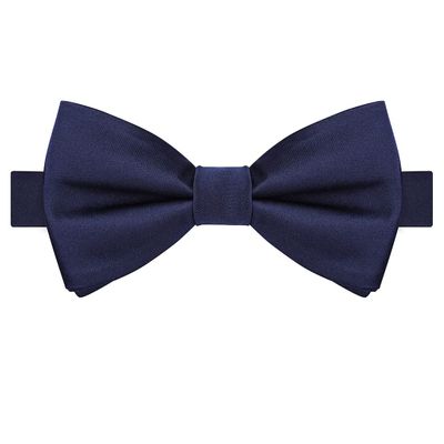 KissTies Pre-Tied Marine Blue Bow Tie Classic Navy Solid Satin Tuxedo Bowties