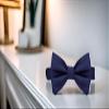 KissTies Pre-Tied Marine Blue Bow Tie Classic Navy Solid Satin Tuxedo Bowties view 3