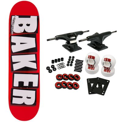 Baker Skateboard Assembly Brand Logo Red/White 8.625" x 32" Complete Black Trucks