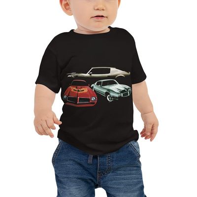 1973 Firebird Retro Muscle Cars Baby Jersey Short Sleeve Tee Black