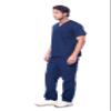 Dagacci Scrubs for Men Set - V-Neck Scrub Top and Cargo Pants - 8 Pockets Men Scrubs Set (Small, Navy Blue) view 2