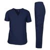 Dagacci Scrubs for Men Set - V-Neck Scrub Top and Cargo Pants - 8 Pockets Men Scrubs Set (Small, Navy Blue) view 3