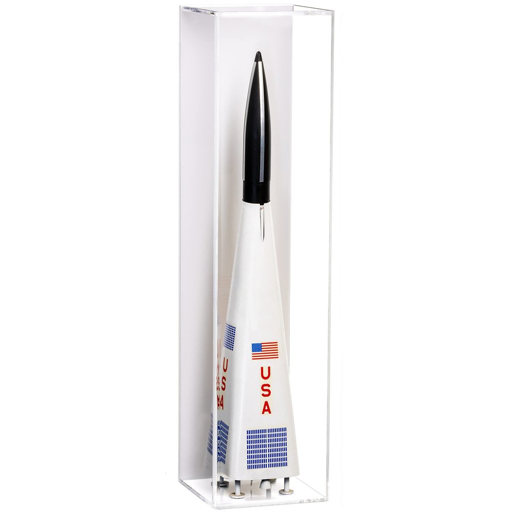 Better Display Cases Model Rocket Acrylic Display Case with White Back and Wall Mount (Vertical or Horizontal) - (D05/A086-WB-WM)