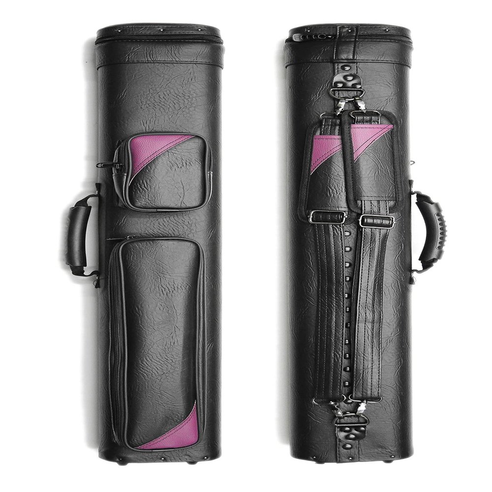 2x2/2x4/2x5/3x6 Professional Pool Cue Case 2butts 2shafts/2butts 4shafts/2butts 5shafts/3butts 6shafts Carry Billiard Pool Cue Stick Case (2x4-Back-Pack-Purple)