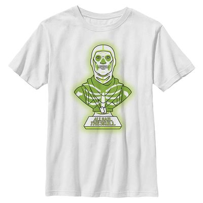 Fortnite Glow Skull Boy's Solid Crew Tee