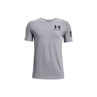 Under Armour Boys' New Freedom Flag T-Shirt, Steel Light Heather (035)/Steel, Youth X-Small