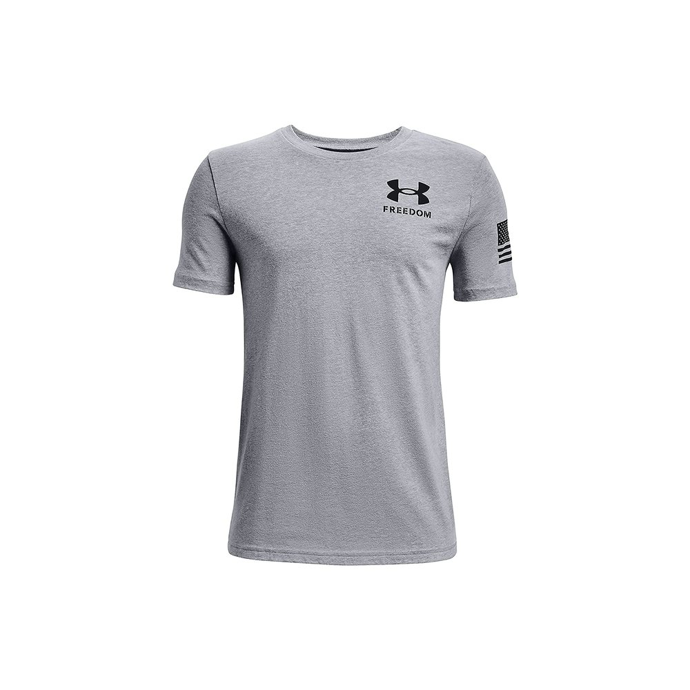 Under Armour Boys' New Freedom Flag T-Shirt, Steel Light Heather (035)/Steel, Youth X-Small