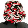 Sparkling EARTH Red, Black and Grey Gray Camouflage Cotton Big Hair Ponytail Surgical Style Scrub Cap with Sweatband - Made in The USA! view 4