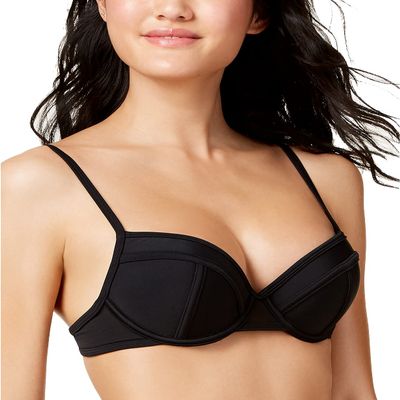 Hula Honey Womens Push Up Bikini Swim Top Separates Black L