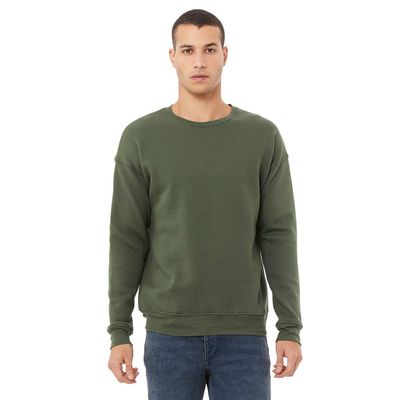 Bella Canvas Unisex Adult Fleece Drop Shoulder Sweatshirt (XXL) (Military Green)