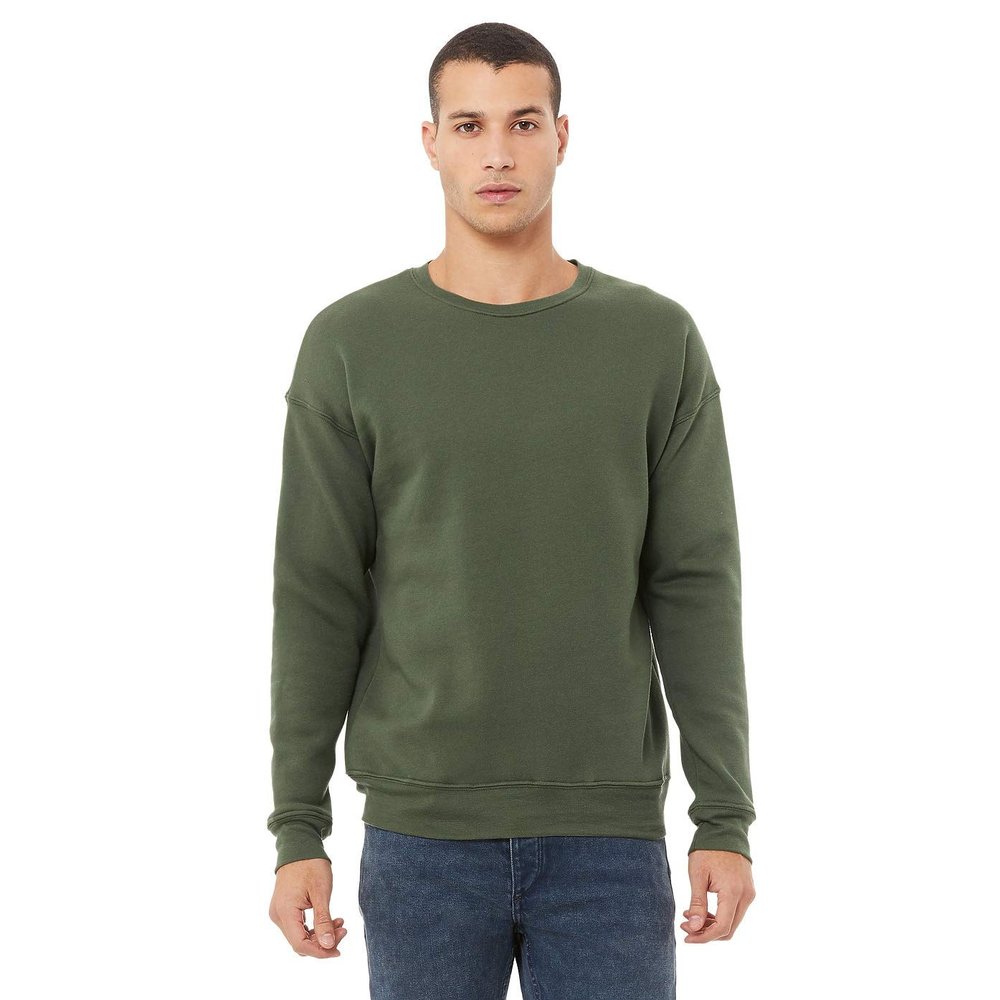 Bella Canvas Unisex Adult Fleece Drop Shoulder Sweatshirt (XXL) (Military Green)