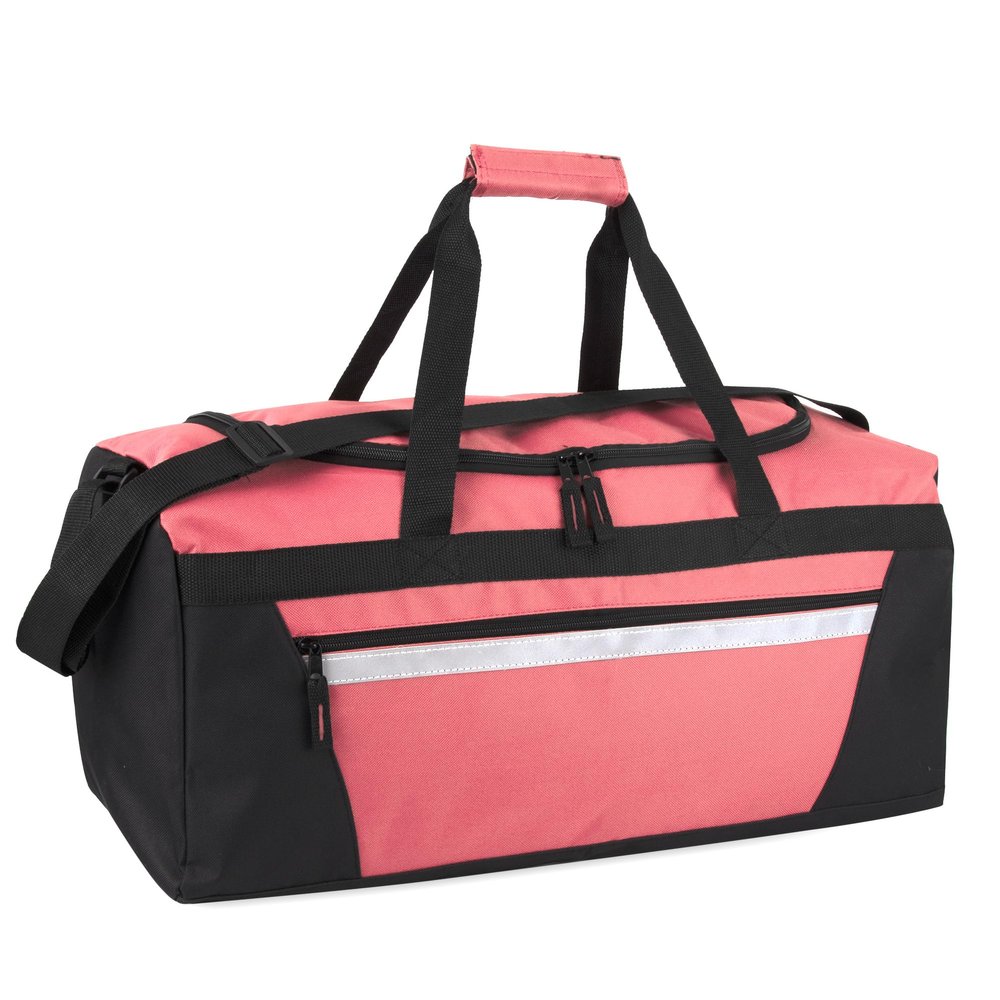 40 Liter, 22 Inch Reflective Duffle Bag with Shoulder Strap for Men, Women, Travel (Pink)