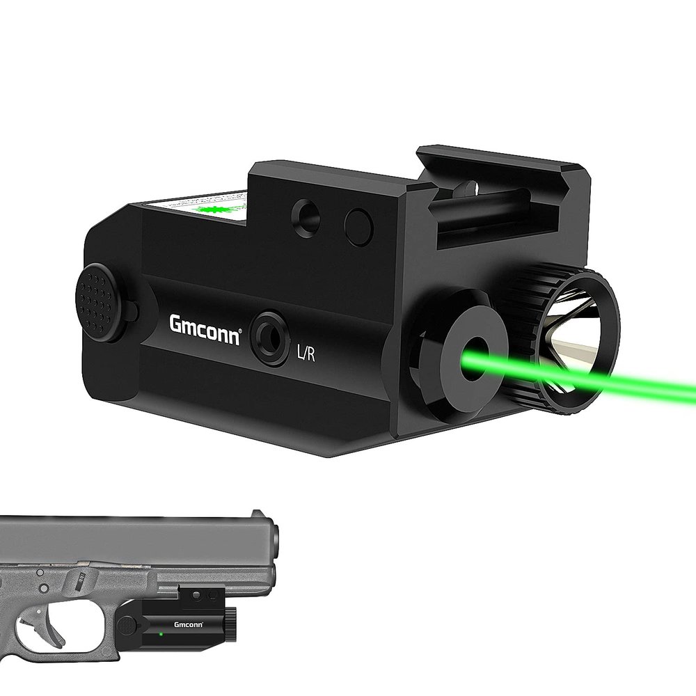 Gmconn Green Laser Combo Tactical Laser Sight and 350 Lumens Rechargeable Gun Light Strobe Weapon Light Beams for Guns and Pistols with Rail