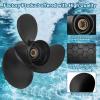Aluminum Alloy Propeller 10 3/8 x 13 (10 Spline Tooth) OEM Parts No.48-19640A40 Upgrade Aluminum Outboard Propeller fit Mercury Engines 9.9/15/18/20/25HP, RH view 2