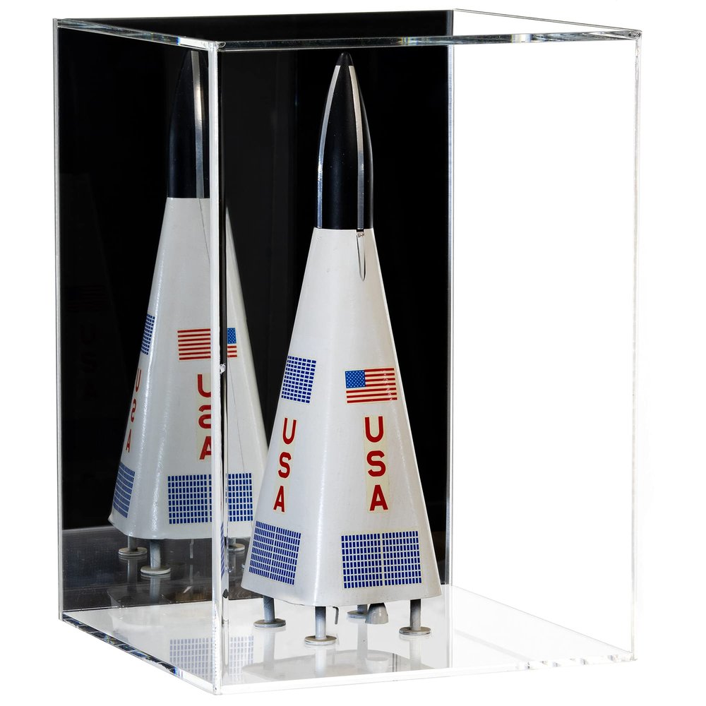 Better Display Cases Small Model Rocket Acrylic Table Top Display Case with Mirror (D07/A087-MB)