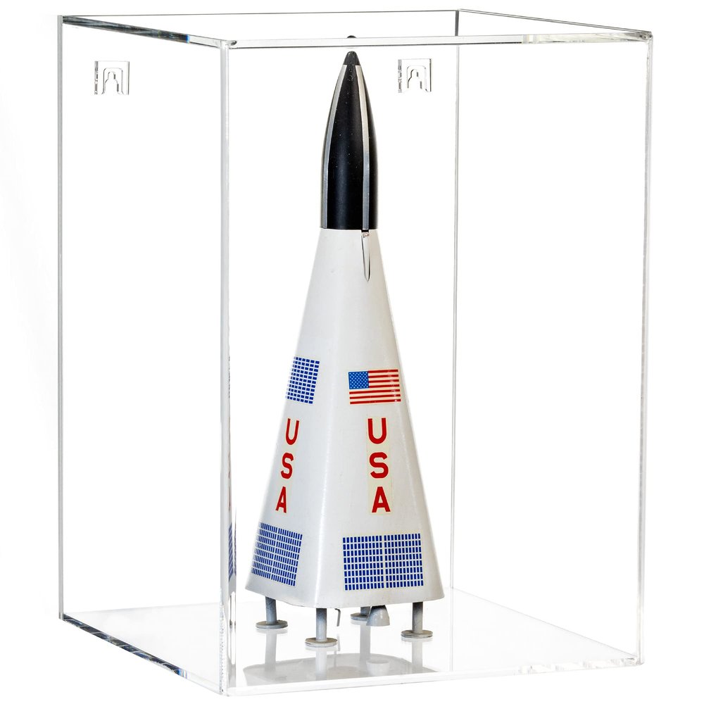 Better Display Cases Small Model Rocket Acrylic Display Case with Clear Back Wall Mount (Vertical or Horizontal) - (D07/A087-CB-WM)