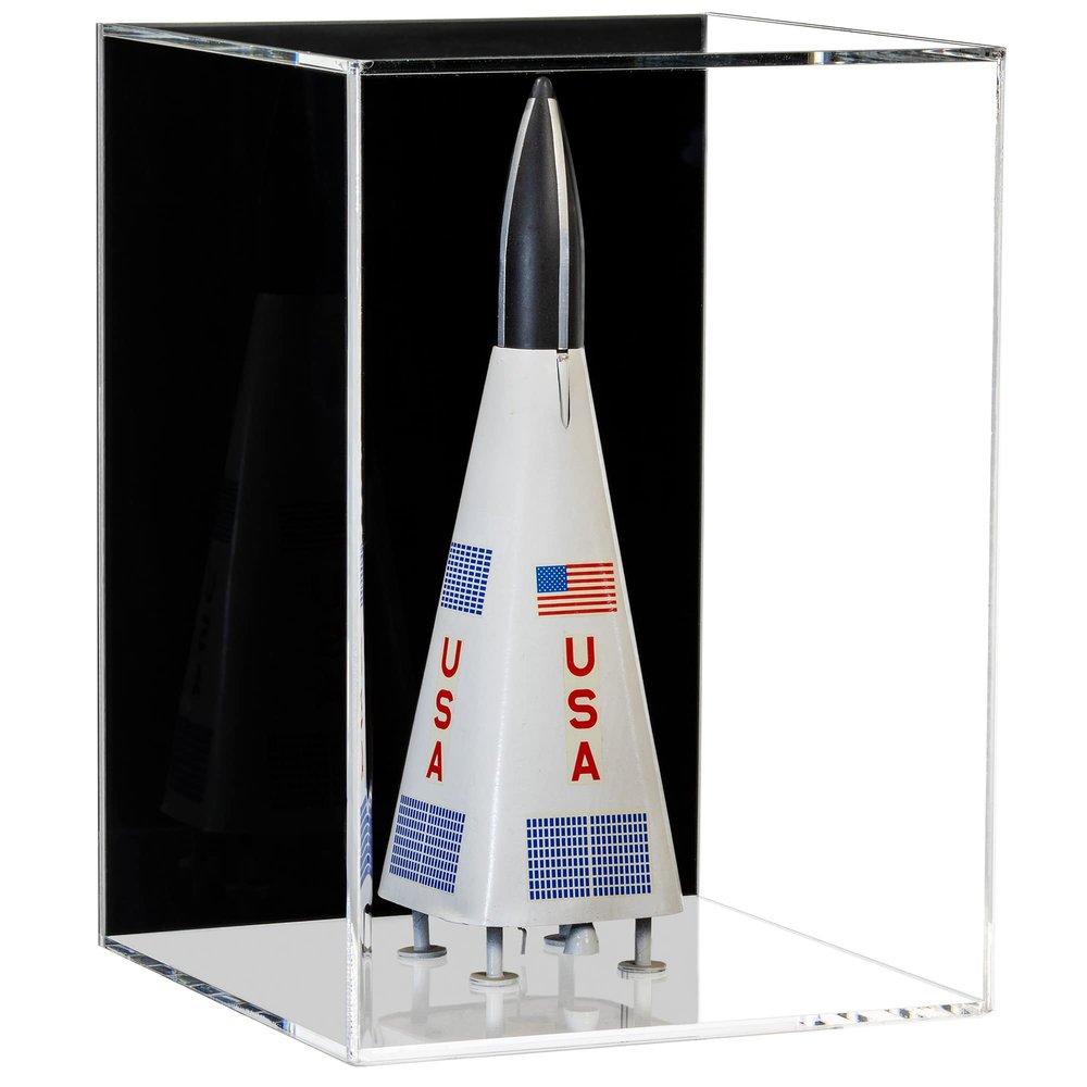 Better Display Cases Small Model Rocket Acrylic Display Case with Black Back Wall Mount (Vertical or Horizontal) - (D07/A087-BB-WM)