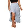 BTFBM Women 2026 Spring Summer Long Skirts Dress Boho Floral Elastic Waist Split Ruffle High Low Beach Maxi Skirt Clothes(Z-Light Blue, Medium)