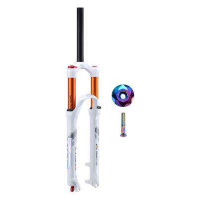 LvTu Suspension Forks 26 27.5 Inches, Alloy Double Air Chamber System Effective Shock Travel: 120mm (Color : White, Size : 26 inches)