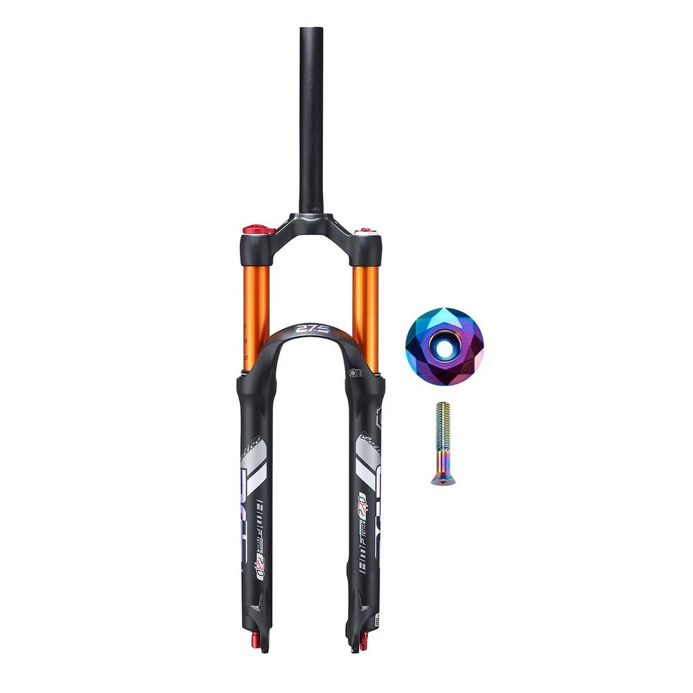 LvTu Suspension Forks 26 27.5 Inches, Alloy Double Air Chamber System Effective Shock Travel: 120mm (Color : Black-1, Size : 27.5 inches)