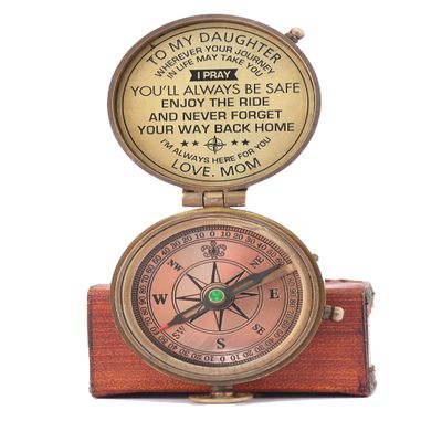 Vintage Brass Sundial Compass - Magnetic Sundial Pocket Compass for Women, Gift to Daughter, Mother Gift
