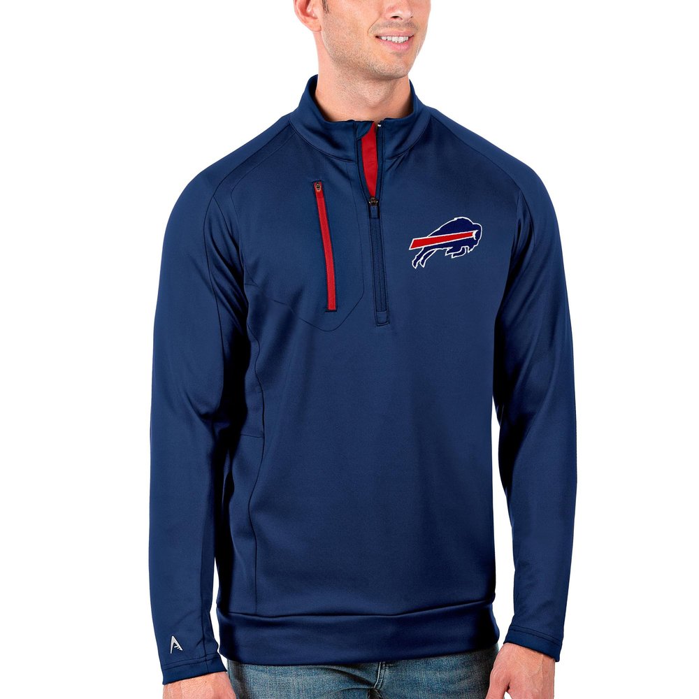 Antigua Men's Royal/Red Buffalo Bills Generation Quarter-Zip Pullover Jacket