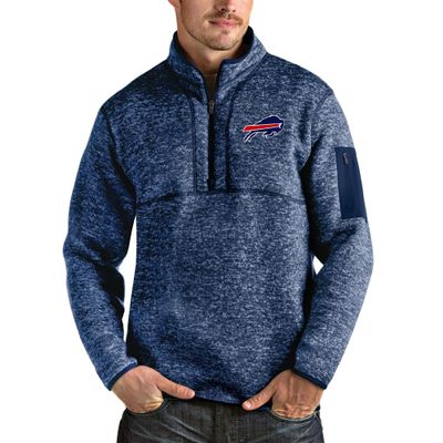 Antigua Men's Heathered Navy Buffalo Bills Fortune Quarter-Zip Pullover Jacket