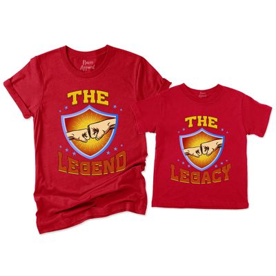 The Legend and The Legacy Shirt Matching Dad and Son Baby Father's Day Mens T-Shirt Gift Red