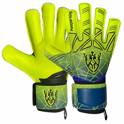 Keeperking Soccer Goalie Goalkeeper Gloves for Kids Boys Youth & Adult,Latex Strong Grip Palms with Removable Finger Spines Protection Children Football Gloves for Training/Match (7, Yellow-FS)