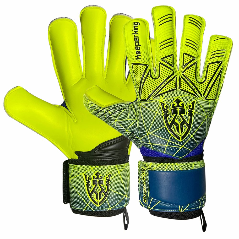 Keeperking Soccer Goalie Goalkeeper Gloves for Kids Boys Youth & Adult,Latex Strong Grip Palms with Removable Finger Spines Protection Children Football Gloves for Training/Match (7, Yellow-FS)