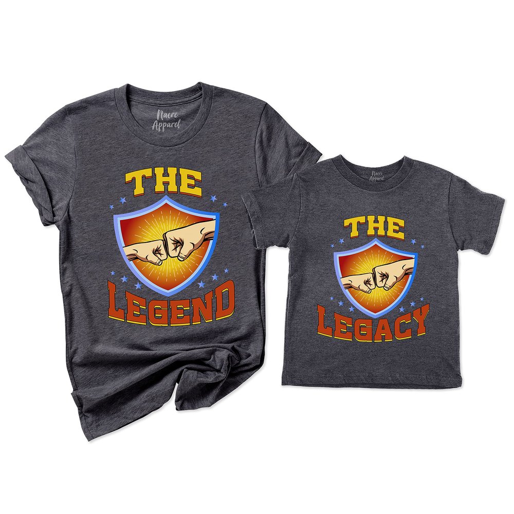 NACRE APPAREL The Legend and The Legacy Shirt Matching Dad and Son Baby Father feets Day Mens T-Shirt Gift Dark Grey Heather, X-Large