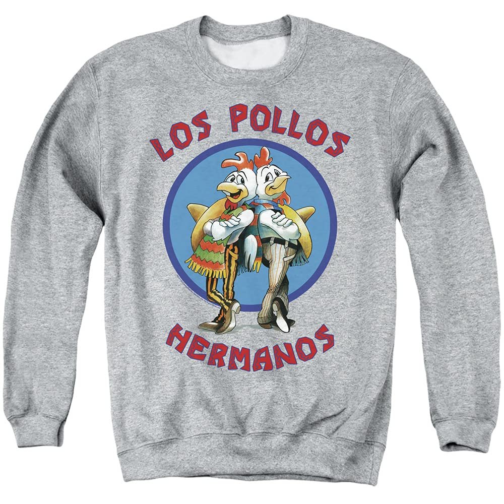 LOGOVISION Breaking Bad Los Pollos Hermanos Unisex Adult Crewneck Sweatshirt,Los Pollos Hermanos Grey, Small