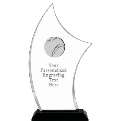 9.25" H Pinnacle Baseball Acrylic Award - Customized Presentation Trophy for Baseball, T-Ball, or Softball, Includes Free Laser Engraving Prime