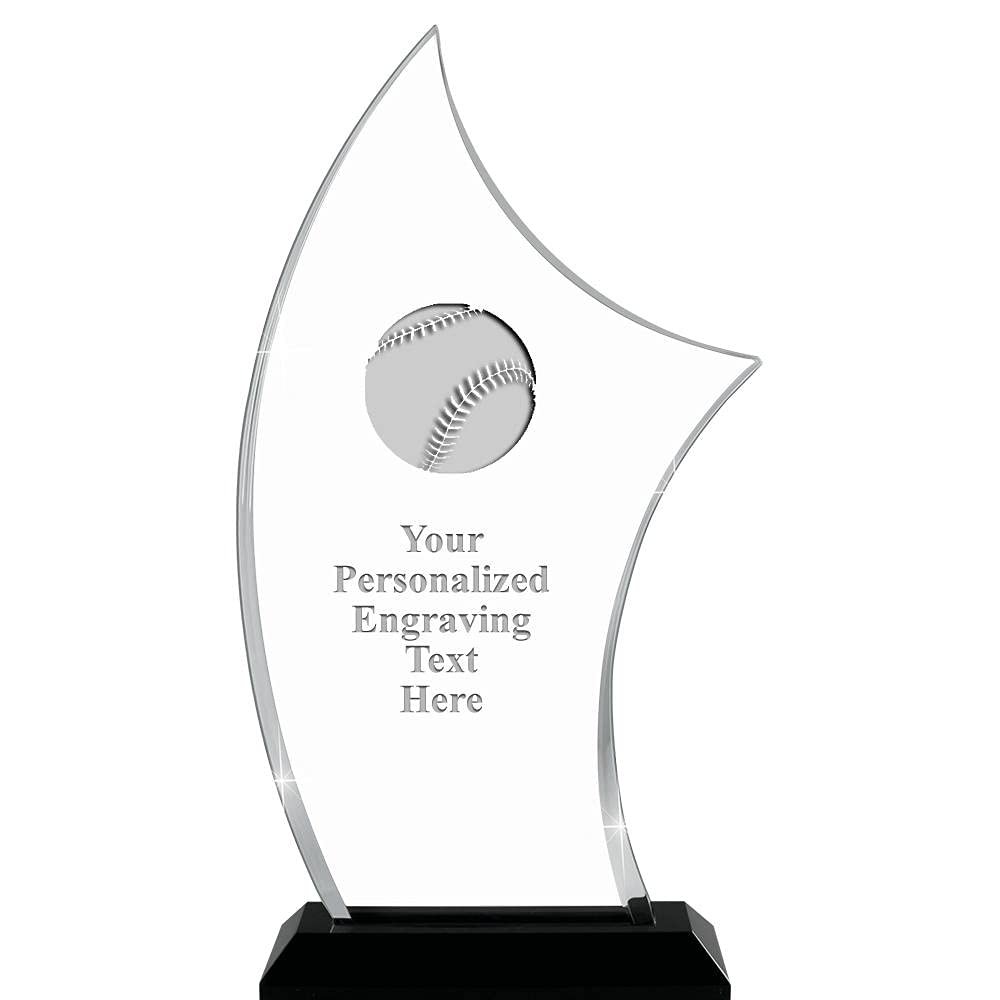 9.25" H Pinnacle Baseball Acrylic Award - Customized Presentation Trophy for Baseball, T-Ball, or Softball, Includes Free Laser Engraving Prime