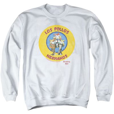 LOGOVISION Breaking Bad Los Pollos Hermanos Unisex Adult Crewneck Sweatshirt,Los Pollos Hermanos White, Large
