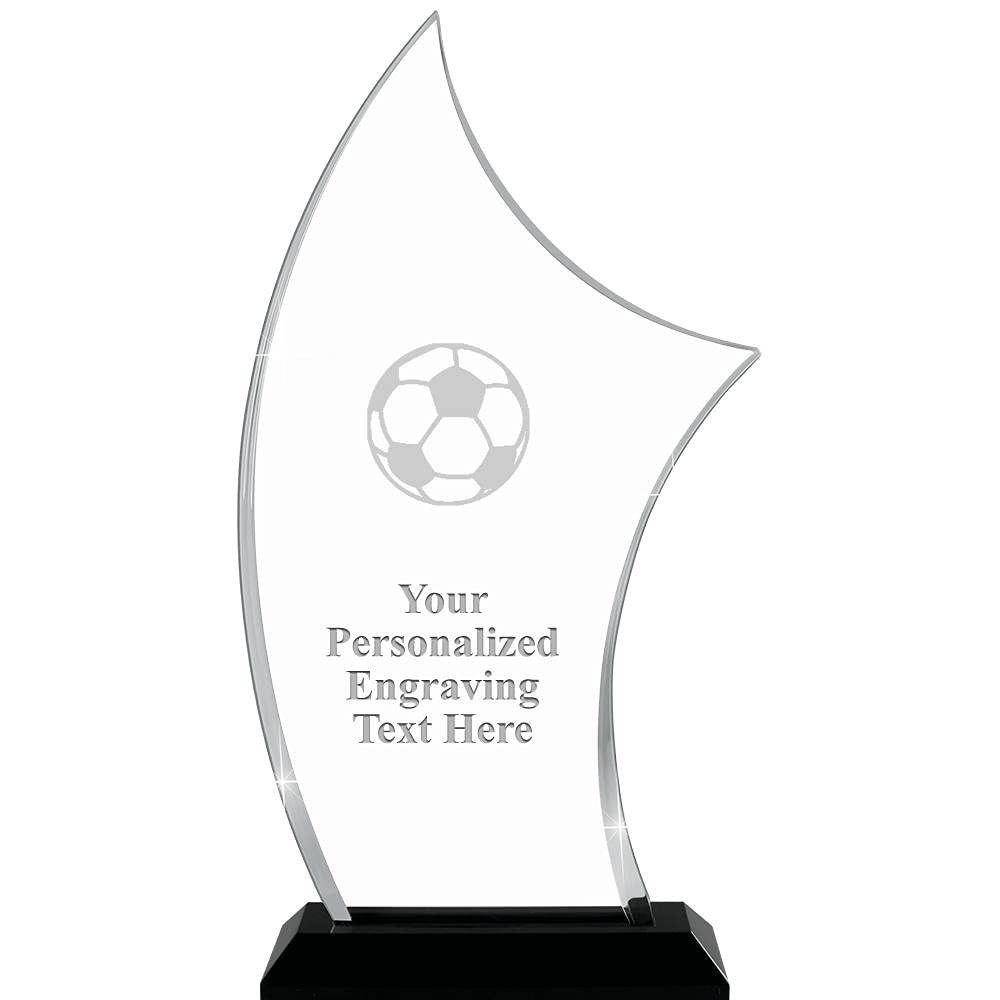 10.25" H Pinnacle Soccer Ball Acrylic Award - Personalized Presentation Trophy for Soccer Players, Teams or Coaches, Includes Free Laser Engraving Prime