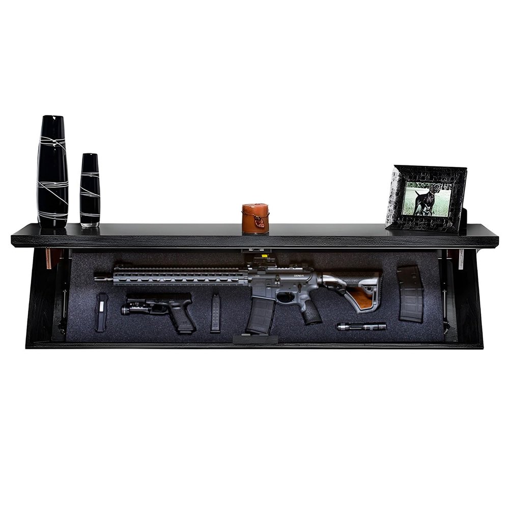 Tactical Traps - Freedom 52R Concealment Shelf with Trap Door and RFID Lock - Secure & Safe Hidden Concealment Compartment - 46" X 13.5" X 5" - Ebony