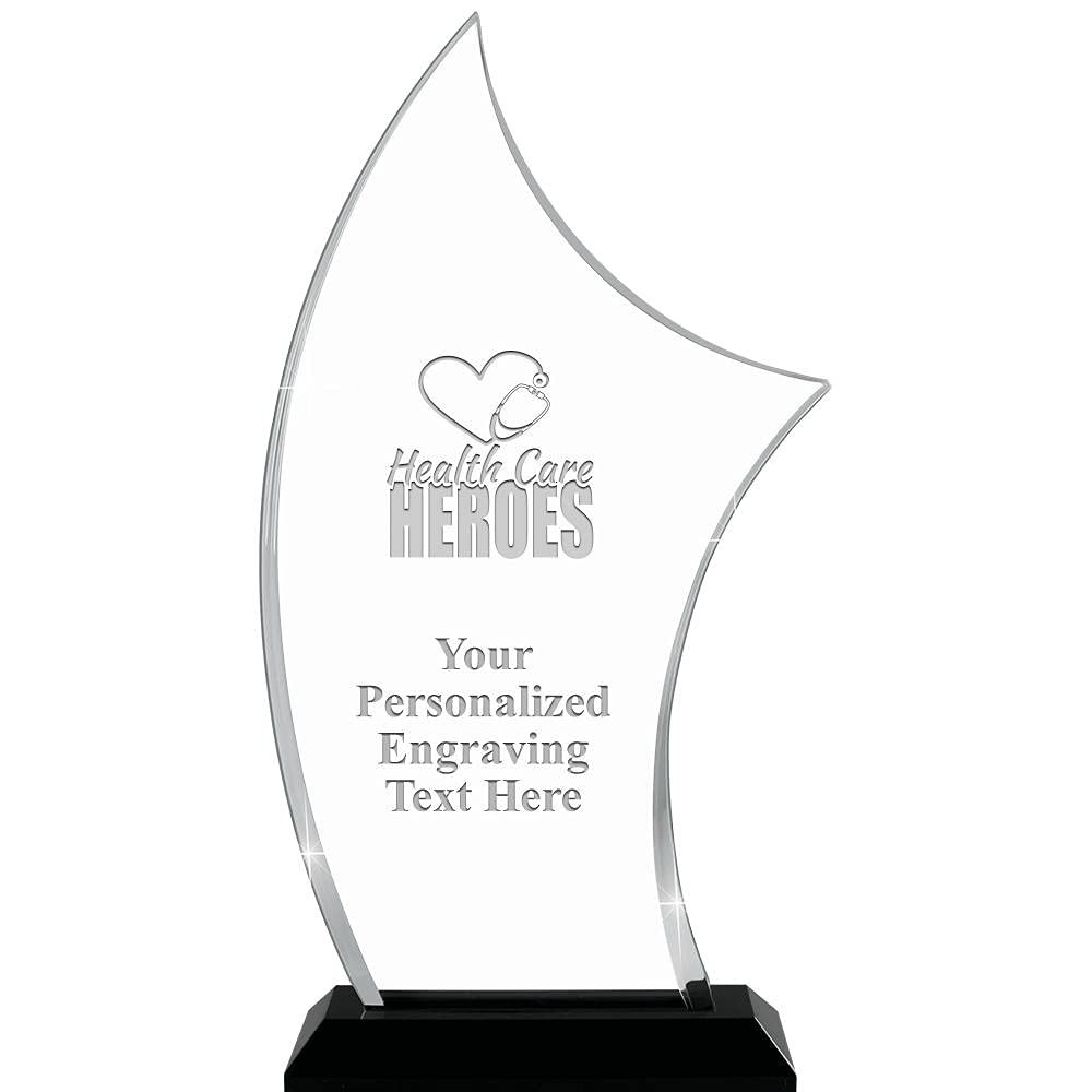 10.25" H Pinnacle Health Care Heroes Acrylic Award - Personalized Presentation Trophy for Frontline Workers, Includes Free Laser Engraving Prime