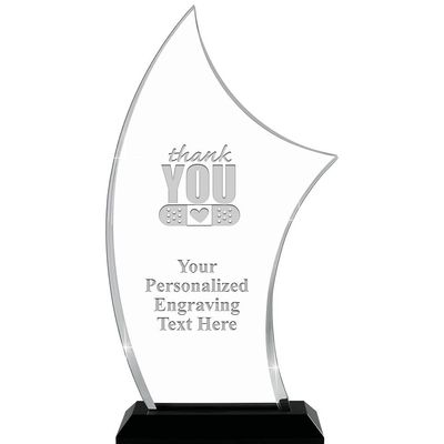 10.25" H Pinnacle Thank You with Band Aid Acrylic Award - Personalized Presentation Trophy for Doctors and Nurses, Includes Free Laser Engraving Prime