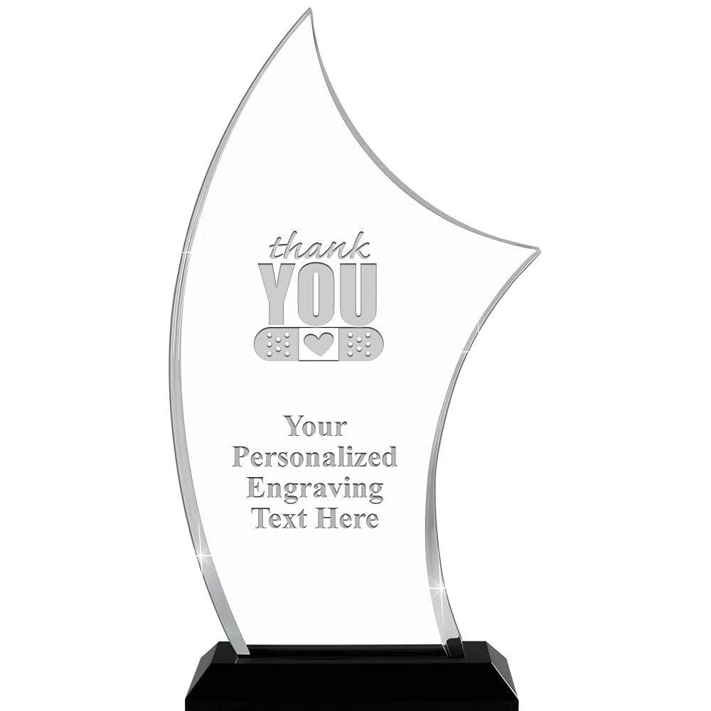 10.25" H Pinnacle Thank You with Band Aid Acrylic Award - Personalized Presentation Trophy for Doctors and Nurses, Includes Free Laser Engraving Prime